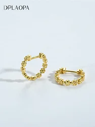 DPLAOPA 925 Sterling Silver Gold Flower Hoops Clips Women Rock Punk Huggies Earring Circle 2023 New Styles Wholesale Price Jewel