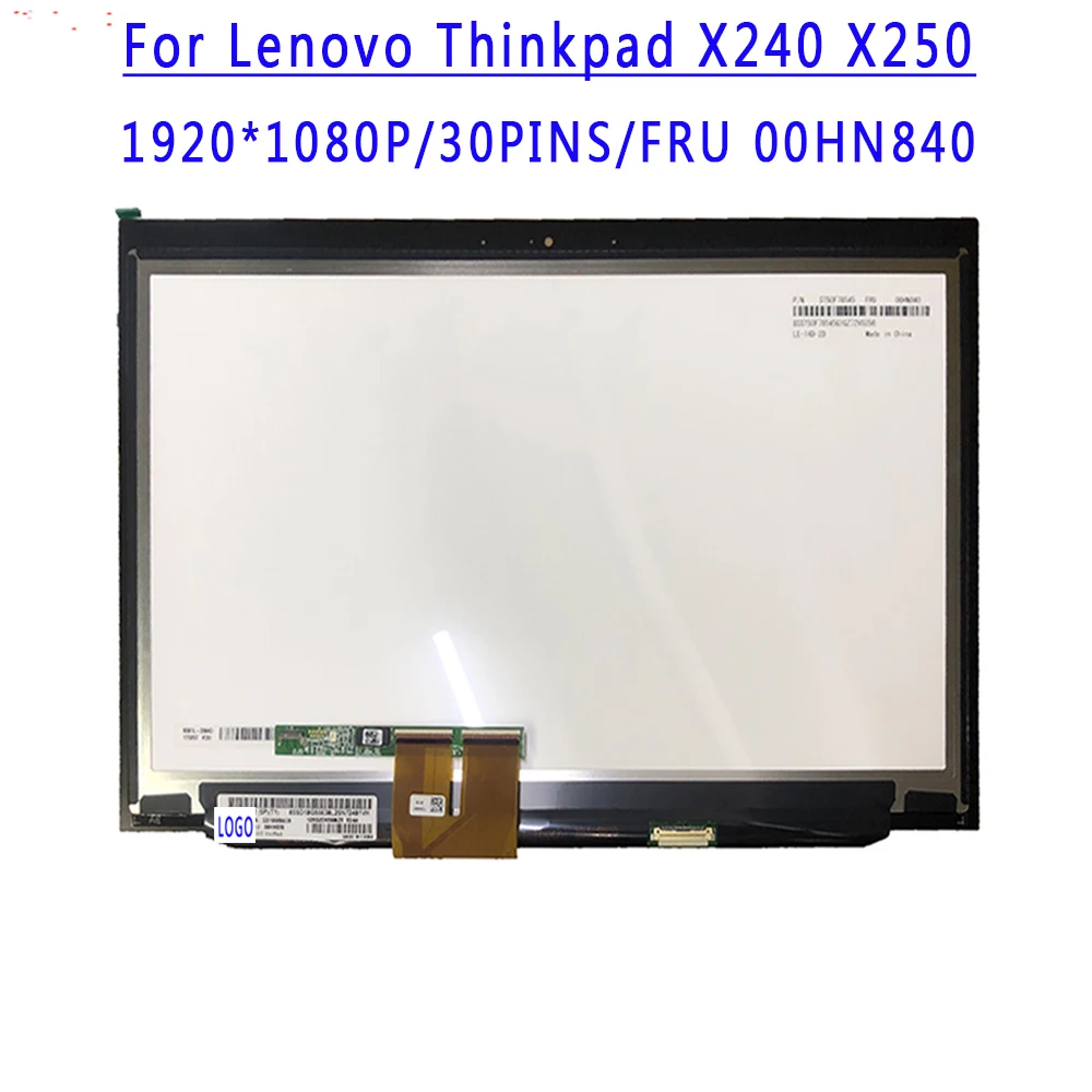 FRU 00HN840 HD LP125WH2-SPT1 & P/N SD10G56630 FRU 00HN839 FHD LP125WF2-SPB2 For Lenovo Thinkpad X240 X240S X250 Touch Assembly