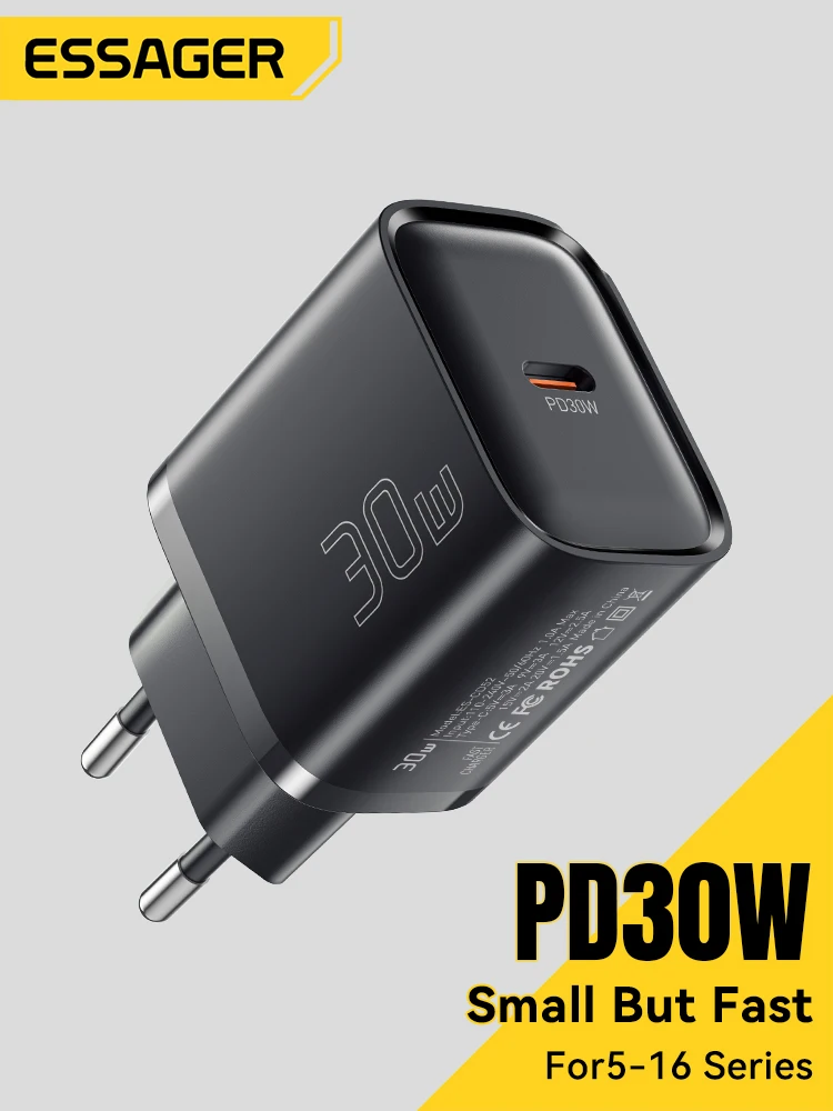 Essager 30W Szybka ładowarka PD do iPhone'a 16 15 14 13 Huawei Szybka ładowarka PD3.0 QC3.0 Ładowarka do telefonu Ładowarka do tabletów typu C — 2