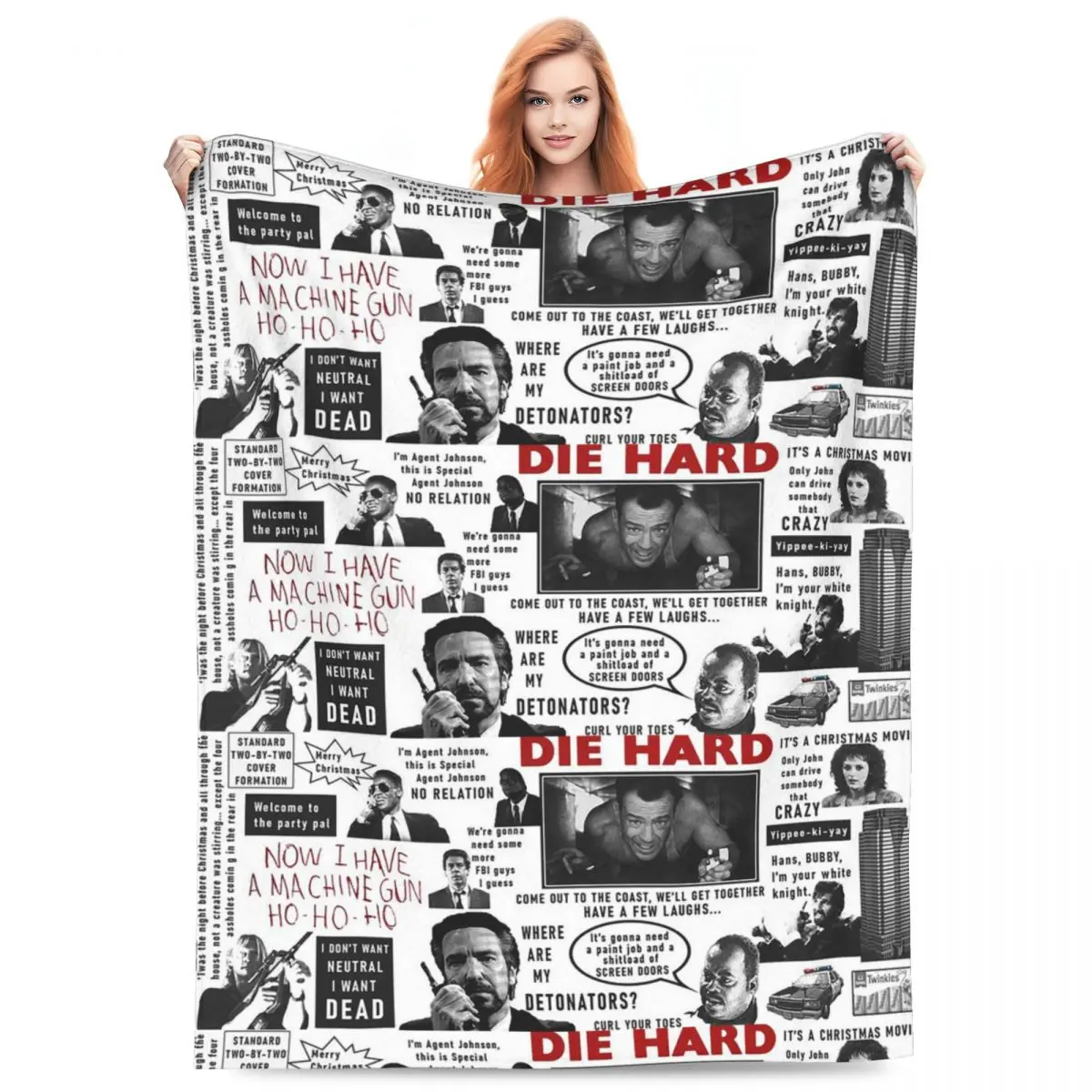 Die Hard Christmas - Quotes Blanket Flannel Sofa Throw Blanket Portable for Couch Bedding Throws Bedspread Quilt