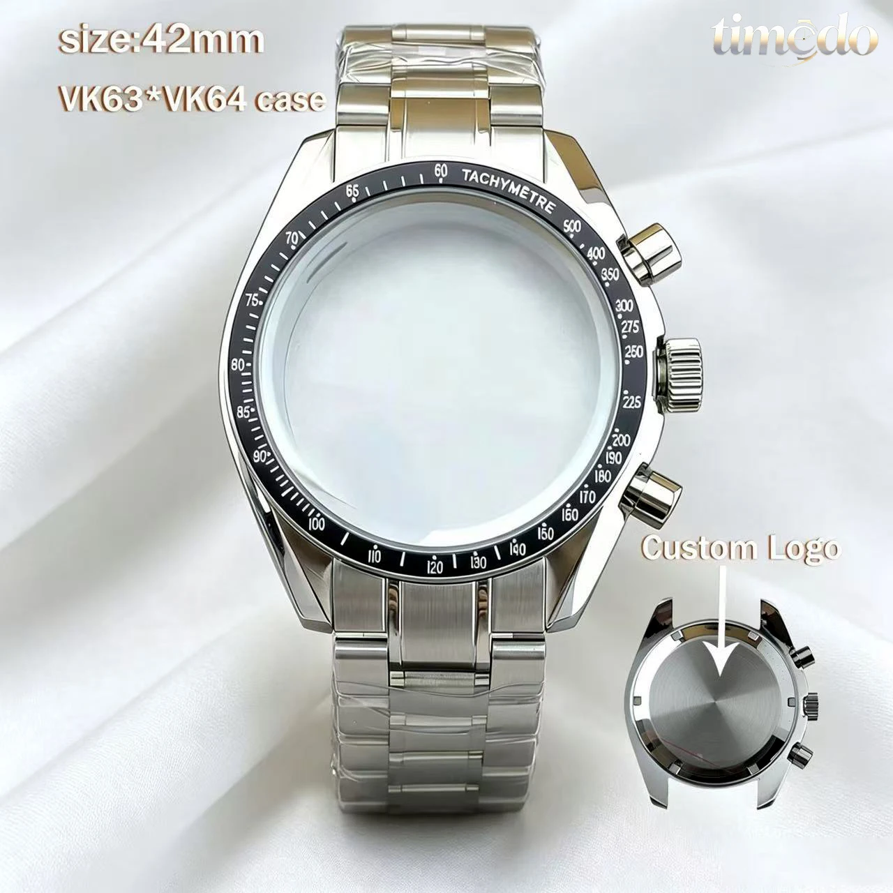 

Customized LOGO VK64 41mm case stainless steel men's watch quartz movement modification accessories watch modification accessori