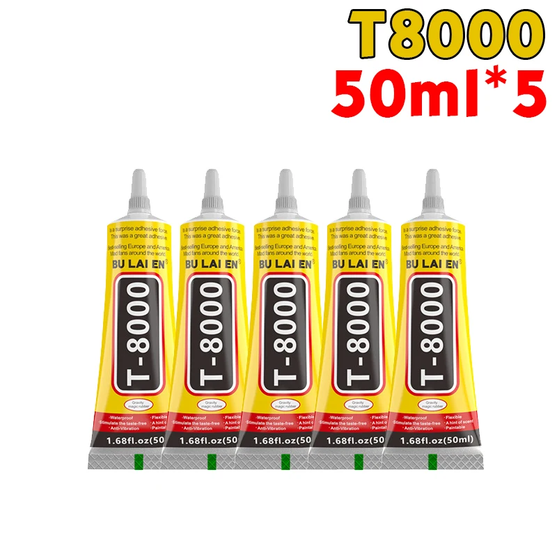 Klarer T-8000 und schwarzer T-7000-Klebstoff, 15 ml/50 ml/110 ml, Schmuckhandwerk, wasserfester, schnell trocknender Harzkleber, Handy-Bildschirm-Reparaturkleber