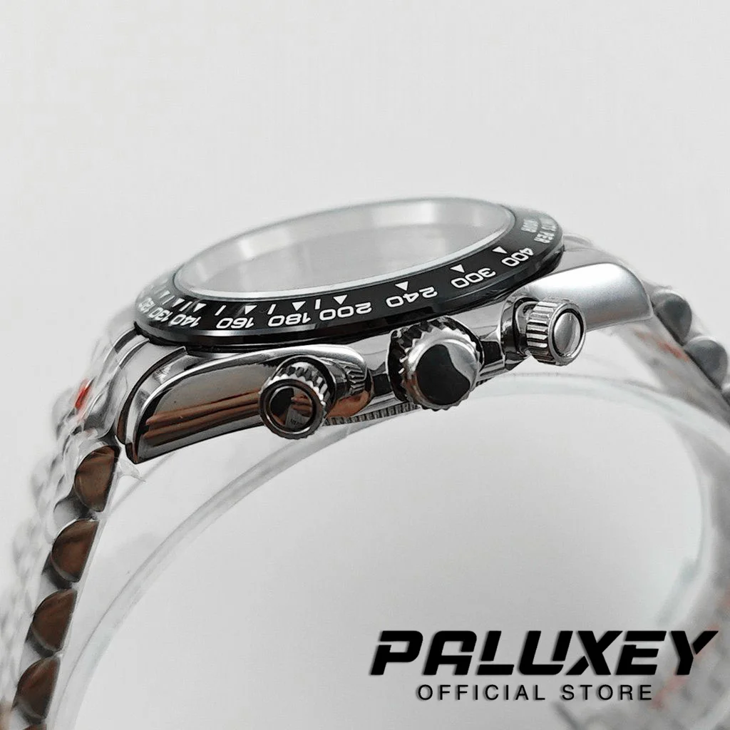 40mm VK63 Watch Case Stainless Steel Sapphire Crystal Waterproof Case VK64 Movement For Daytona With Glide Lock Clasp Bracelet