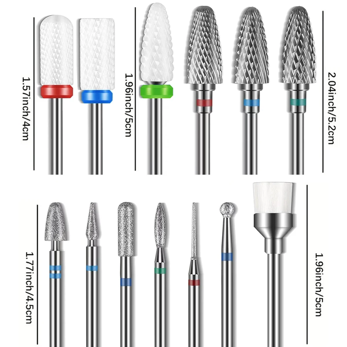 13 pçs conjunto de brocas de unhas 3/32 ''conjunto de brocas de unhas para unhas acrílicas cutícula de carboneto de diamante para broca de unhas ferramenta removedora de esmalte