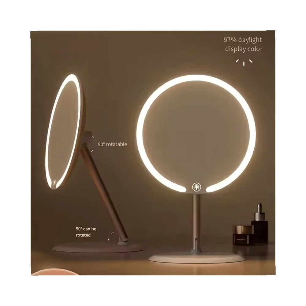 Vanity Makeup Mirror with Lights, 3 Color LEDs, Adjustable Brightness, Flexible Multi-Angle, Valentines Day Gift