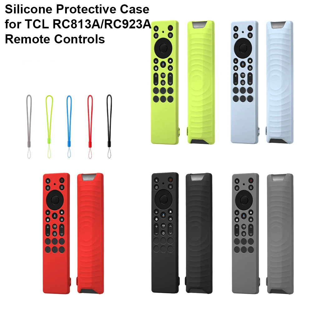 Silicone Remote Control Cover Case with Lanyard Anti Slip Television Remote Cover All Inclusive for TCL RC813A/RC923A Remote