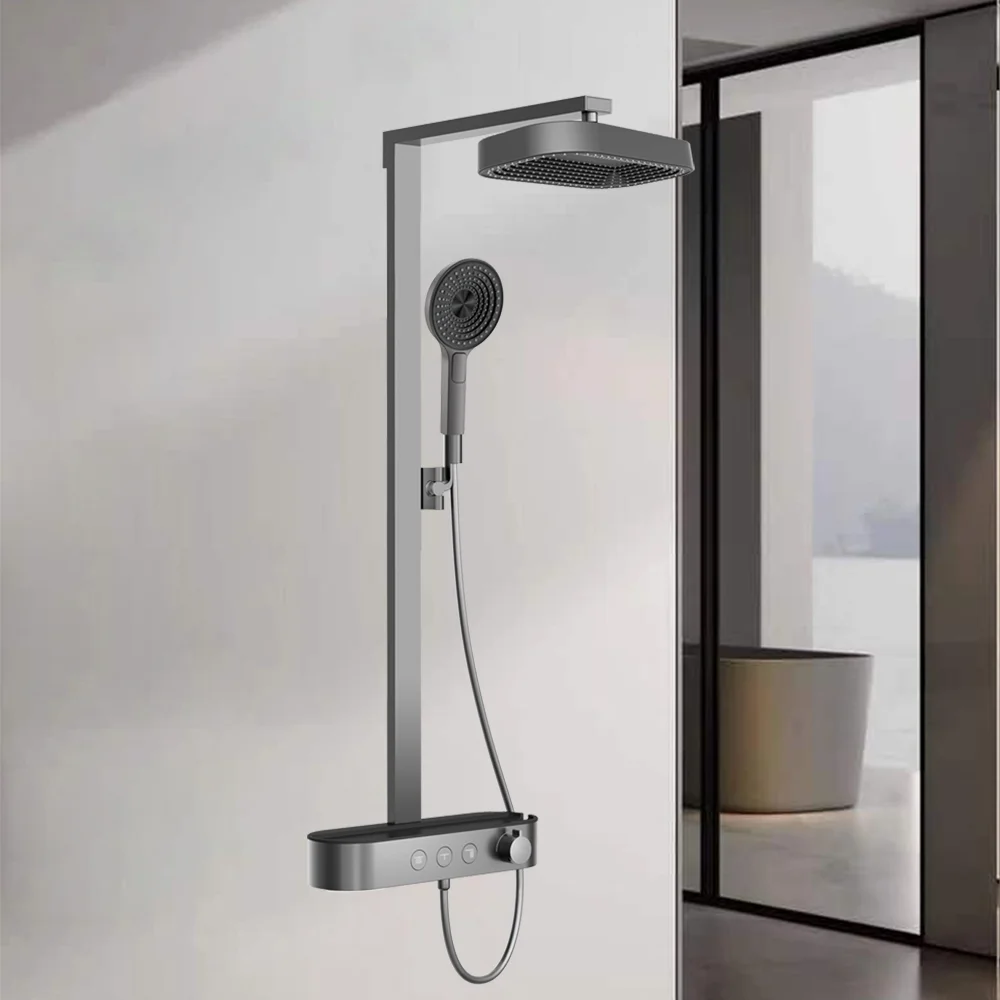 

Роскошный умный душ для ванной комнаты отеля, три функции, клавиши фортепиано, душевой набор, набор смесителей для тропического душа