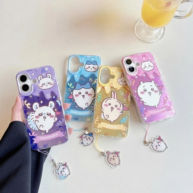 Anime Chiikawa Phone Case Hachiware for Iphone17 16 15 14 13 Protective Shell with Accessories PVC Material Lovable Cartoon 2026