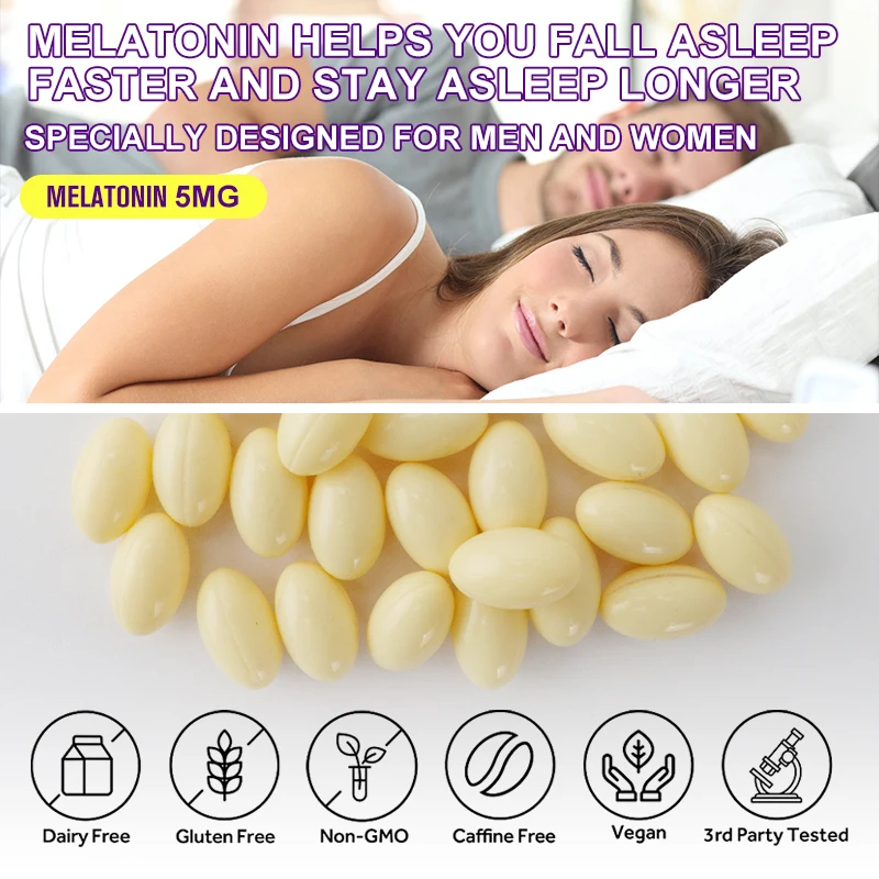 BEWORTHS 5MG Melatonin Capsules Sleep Better Prolong Sleep Time No Insomniac Improve Sleep Quality Help Sleep Deep Sleep