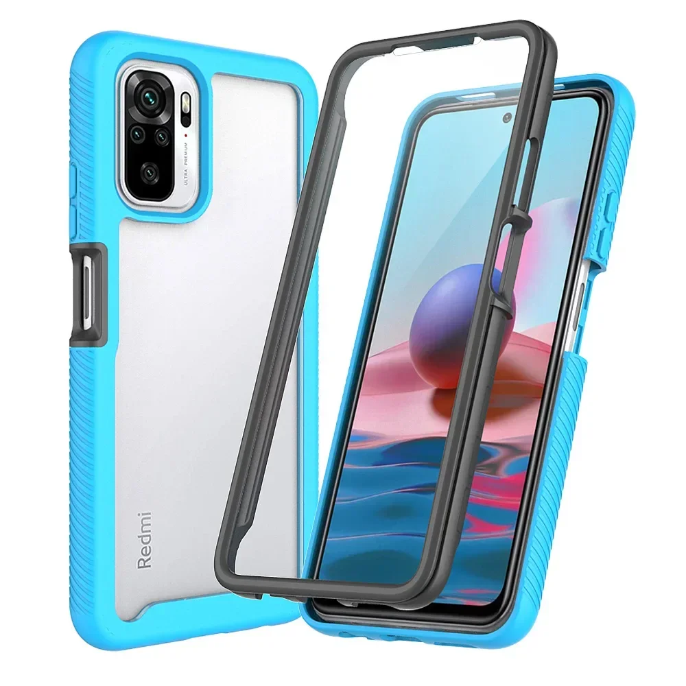 Funda híbrida de TPU/PC para Xiaomi Poco M5s Protector de pantalla incorporado 360 grados a prueba de golpes cubierta transparente para Xiaomi Poco