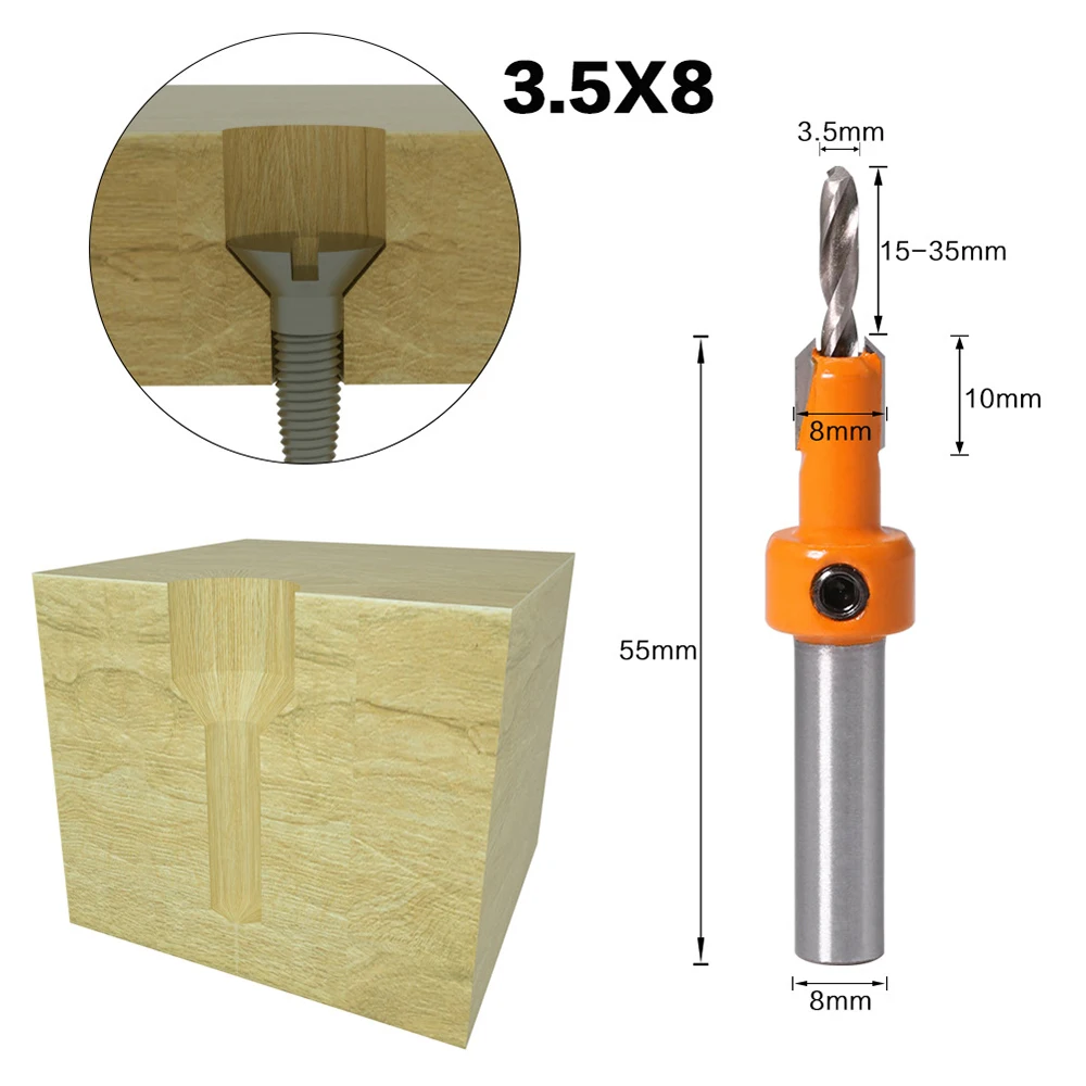 5pcs Countersink Drill Bit Screw Woodworking Chamfer Tool Quick Change Wood Hole Drills Bit Round Shank Timber Plastic Working