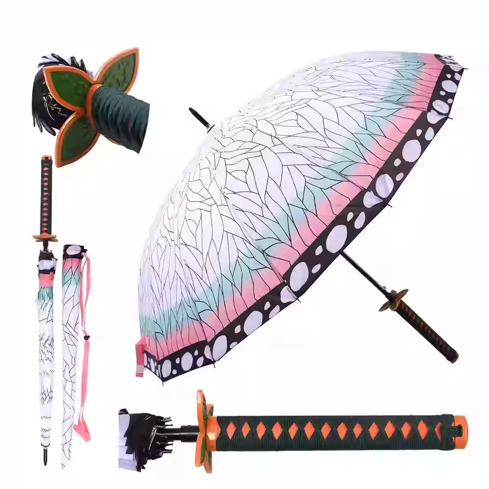 Demon Slayer Samurai 2024 16 Skeleton Long Handle Sword Umbrella Animation Surrounding Ghost Killing Blade Personality Creative