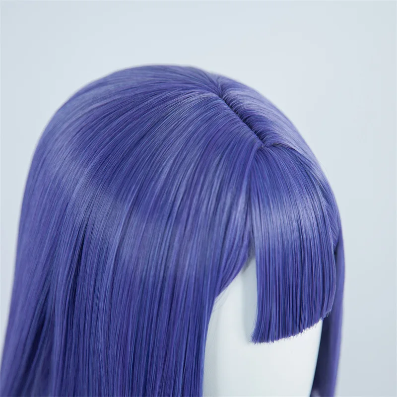 Peruka Cosplay Bhāo Huài Xīng Qióng Tiě Dào Pèi Lā, fioletowe długie proste włosy, realistyczna skóra głowy, Cosplay