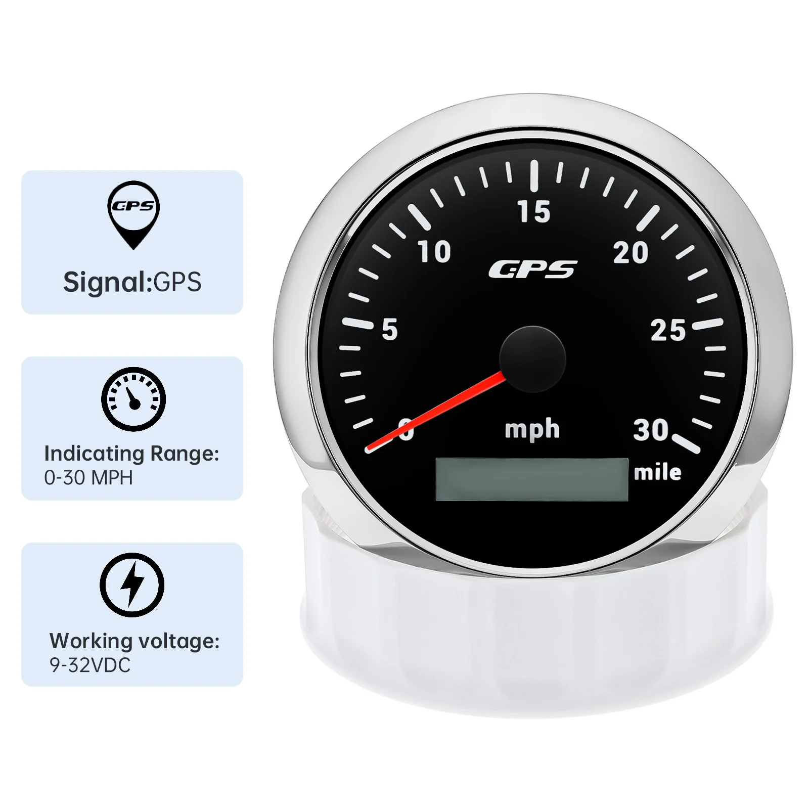 60 120 200 KMH MPH 85mm Marine GPS-Tachometer Bootsgeschwindigkeitsmesser mit GPS-Antenne Motorrad-Autoanzeige für Audi A3 A4 7-Farben-LED – Detail 12