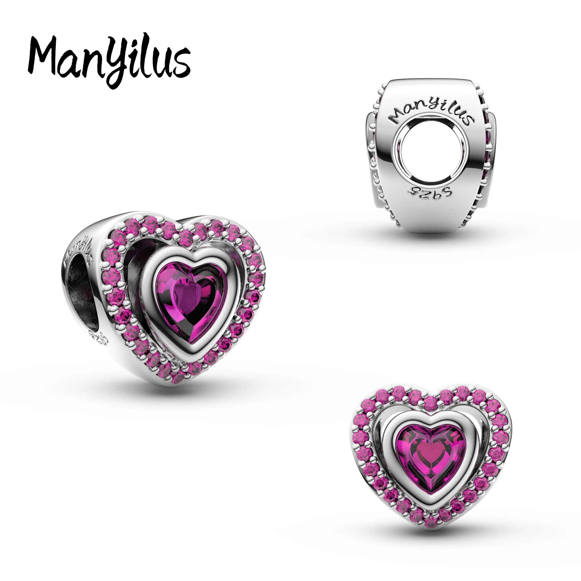 

Manyilus Hot Sale Red Heart Charms S925 Sterling Silver 99cents Items Beads For Original Bracelet Charm Silver 925 Charms Gift