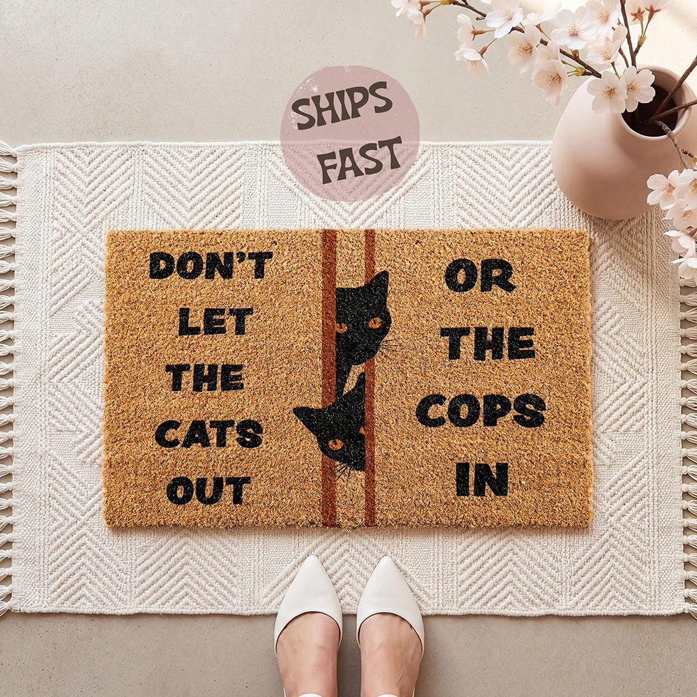 

Custom Animal Coir Doormat Personalized Funny Welcome Mat with Custom Text Non Slip Entry Rug for Front Door Decor Gift