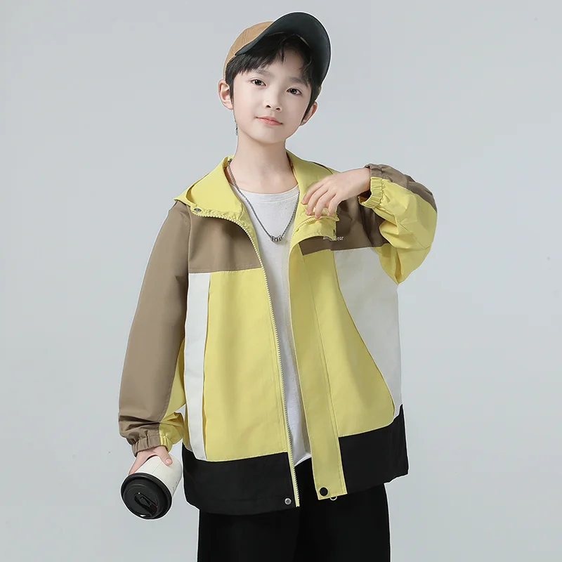 

New Boys Windbreak Jackets with Hood Autumn Spring Kids Thin Zipper Hoodies Coats Children Clothing Teen Hooded Trench Outerwear
