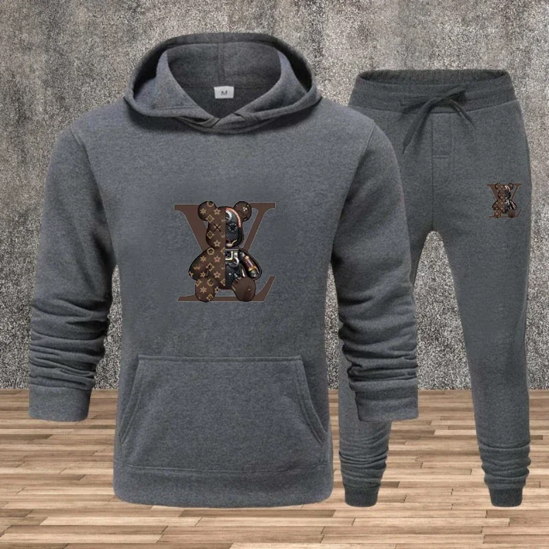 New Autumn Men's Casual Hooded Sweatshirts and Sweatpants Are Designed for Men's Street Jogging Fitness and Sportswear Sets