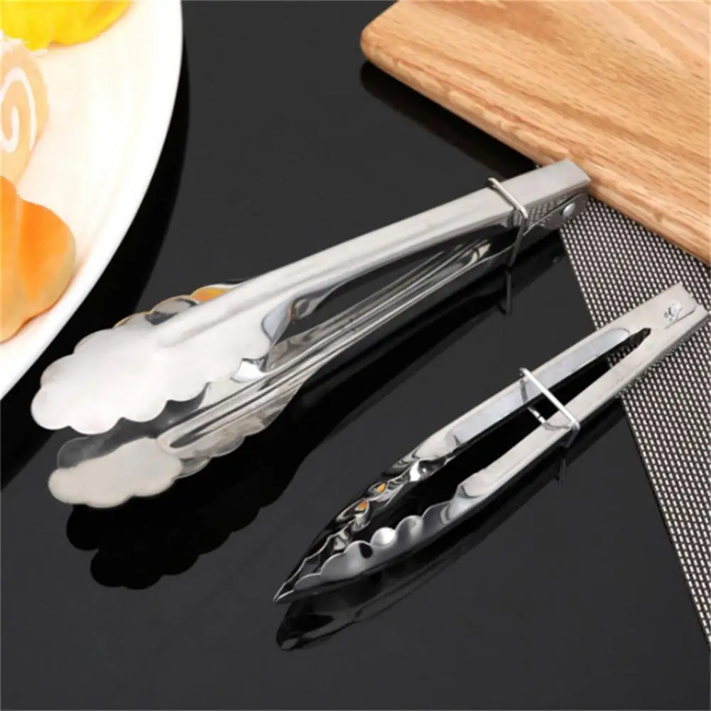 Food Tongs Slide Buckle Shell Head Kitchen Clamps Easy Lock Anti-deformed Cooking Tongs Stainless Steel Anti-rust Serving Clips