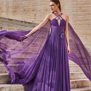 Purple Lavender Chiffon Ball Dresses Custom Ball Dresses Elegant Dress Meeting Lady Honor Dress on Night Graduated Formal 12 Main sales dress for graduation - №9
