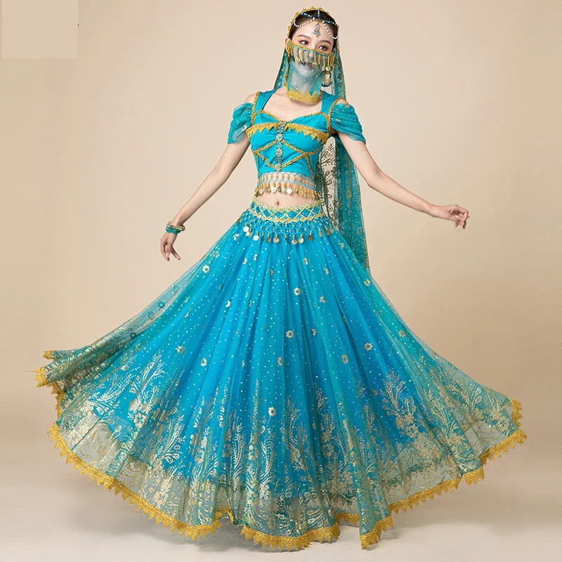 

Festival Arabian Princess Costumes Indian Dance Embroider Bollywood Jasmine Costume Party Cosplay Jasmine Princess Fancy Outfit