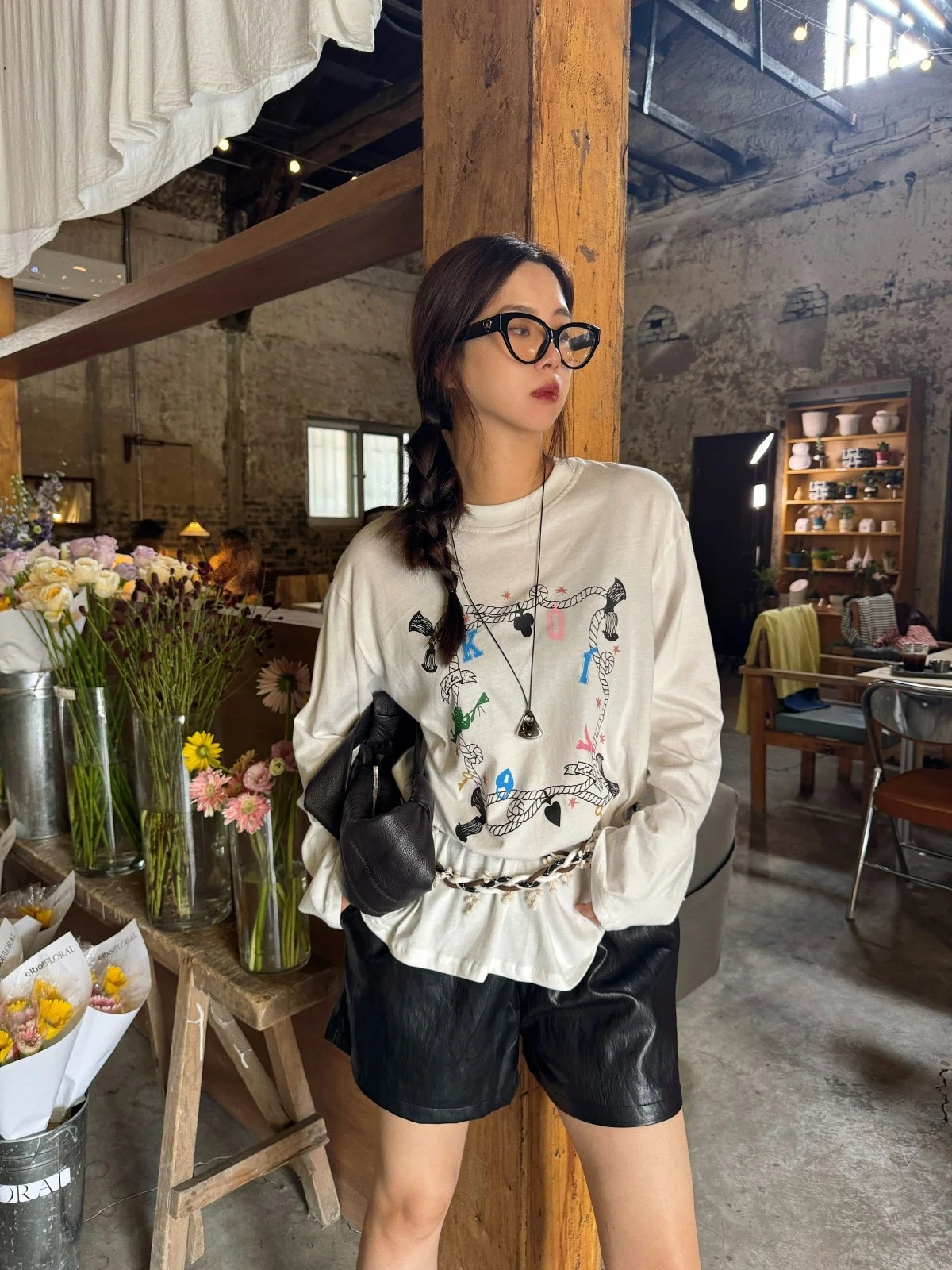 

Женский хлопковый топ ACRAB с длинным рукавом для ранней осени, повседневный, удобный, милый, с принтом, для работы и отдыха