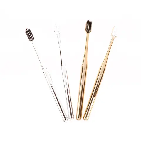 럭셔리 소프트 칫솔, 골드 실버 도금, 성인 여성 칫솔, 1PC