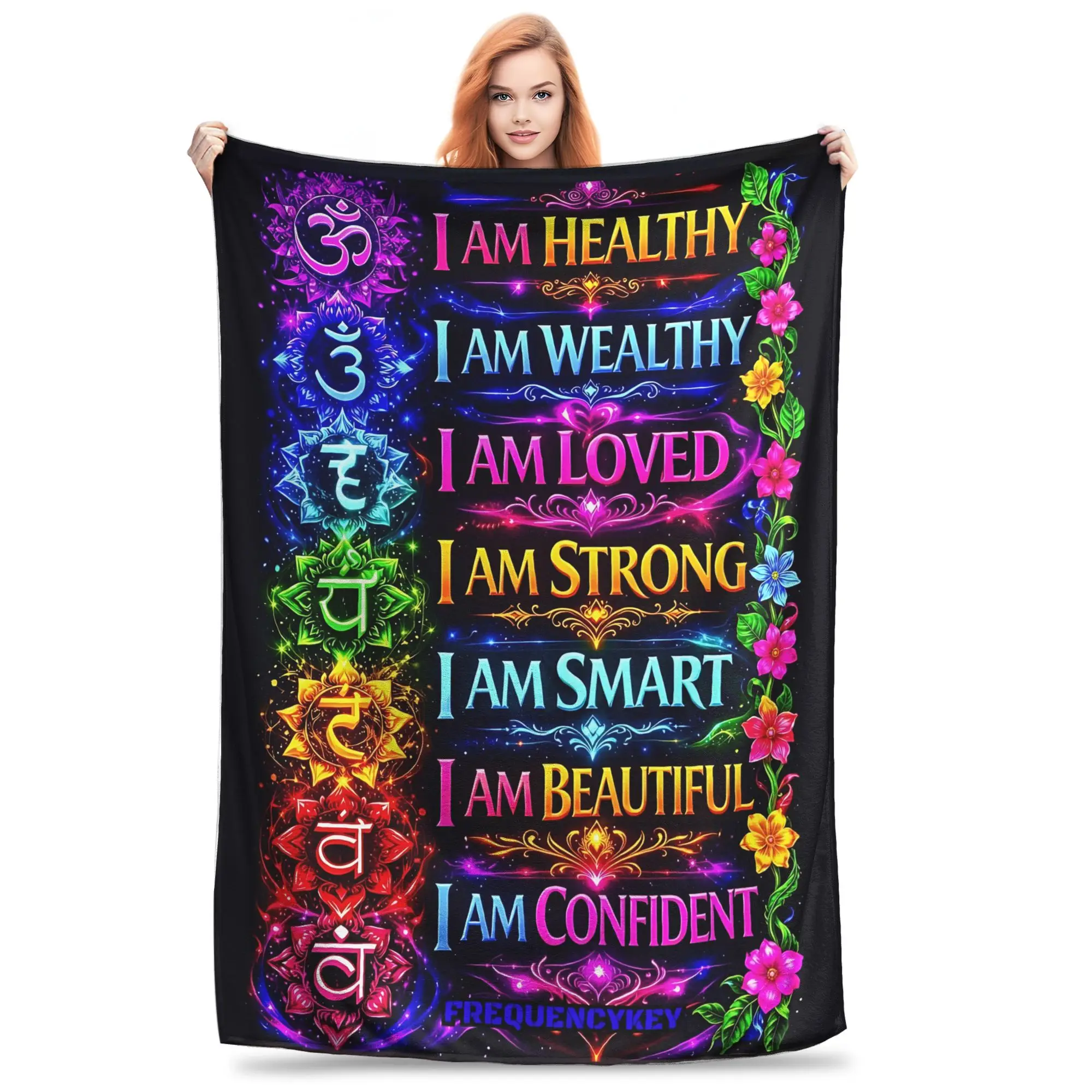1PC Home Thankful Grateful Blessed  Blanket Throw Super Cosy Plush Living Room Sofa Gift for Christmas Happy New Year