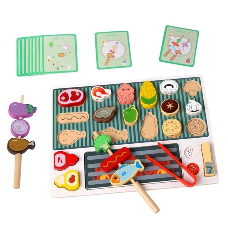 090B Grill Set Interactive Kitchen Cooking Toy Kids Fine Motor Skill Pretend Toy