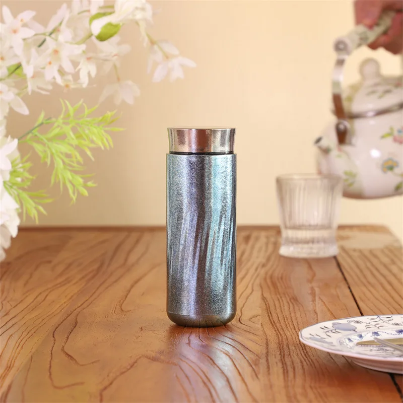 Double-Layer Pure Titanium Thermos Cup High-Grade Gold Titanium Cup Tea Business Office Gift Water Cup