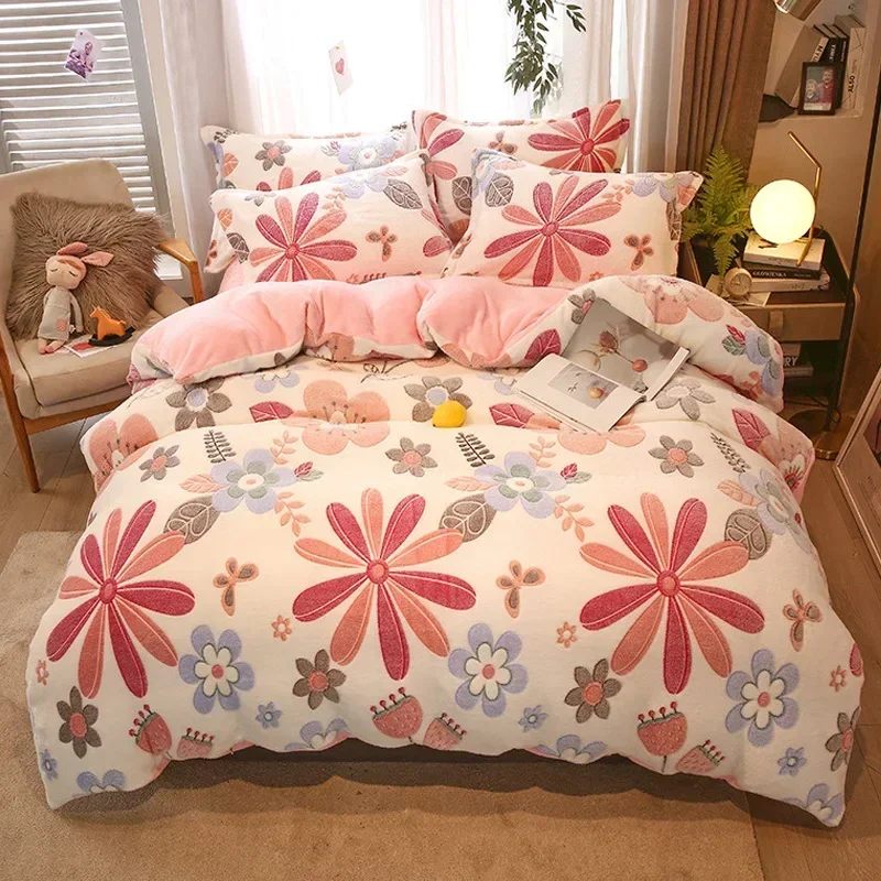 1pcs Flannel Duvet Cover 220x240 Soft Warm Coral Fleece Blanket Cover Winter Quilt cover Queen Bed Covers for Bed Double duvets