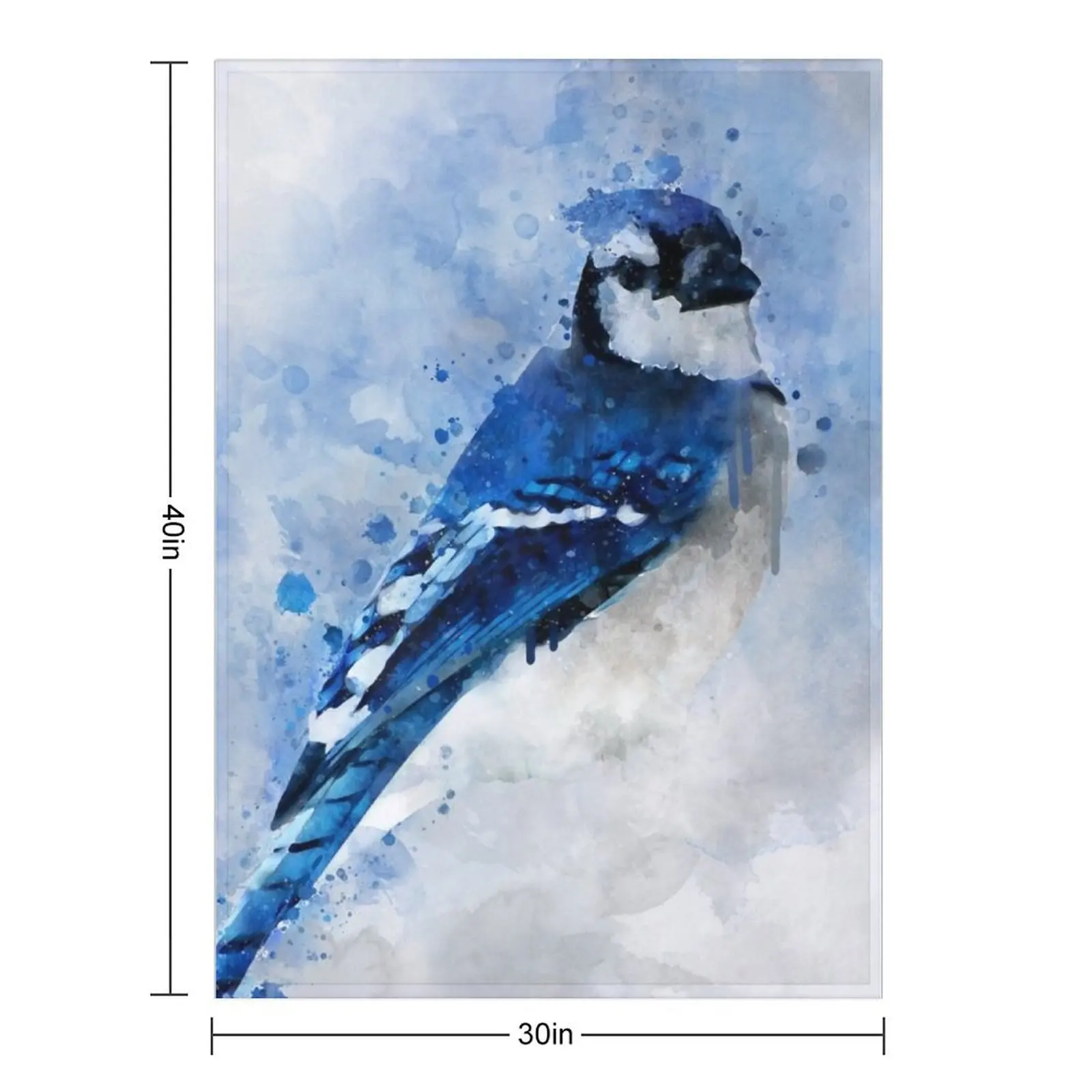 Dramabite Watercolour blue jay bird artistic artsy animal painting Throw Blanket Plaid funny gift Luxury Blankets
