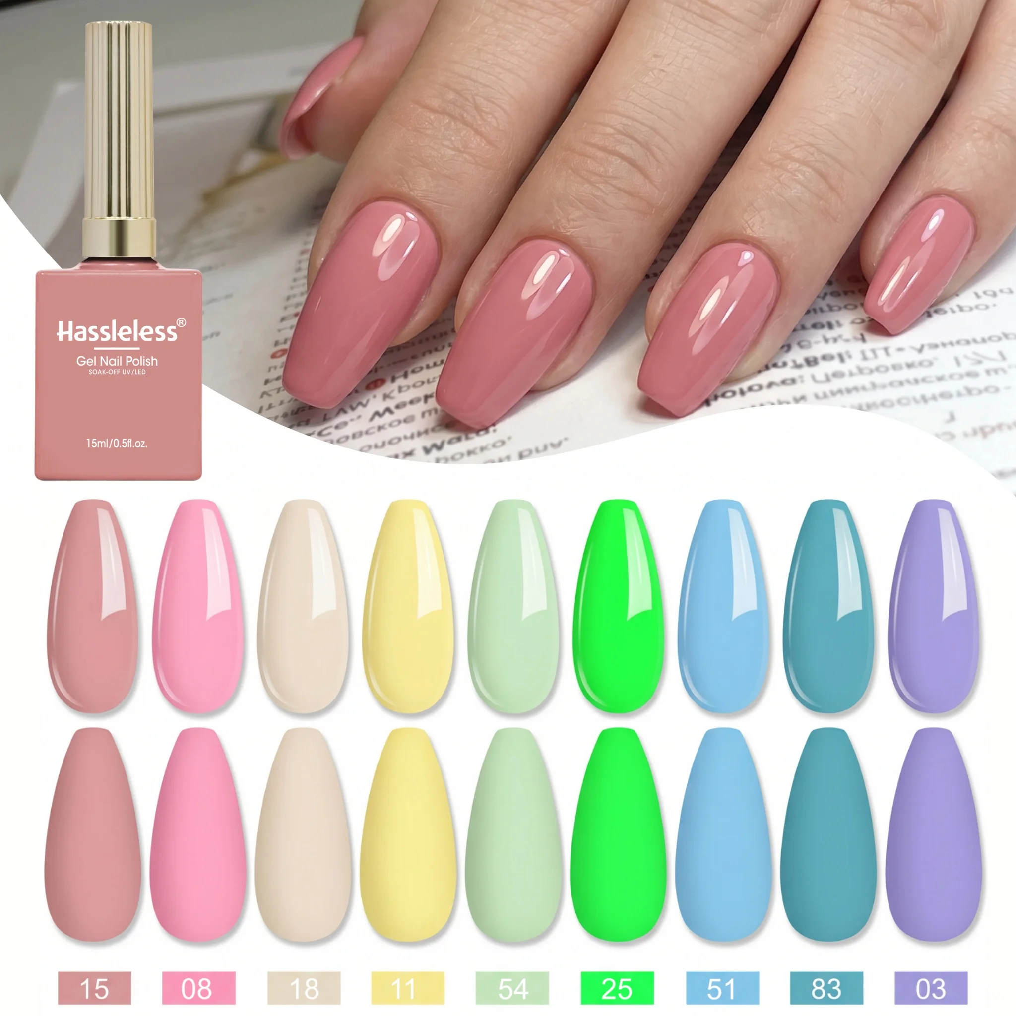 Hassleless 9Pcs Nail Gel New Trendy Macaron 9-Color Series Led Nail Gel High Saturation Color Series Salon Nail Art DIY Nail Design Women's Holiday Gift