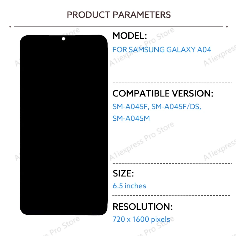 Pantalla PLS LCD de 6.5 pulgadas para Samsung Galaxy A04 SM-A045F, ensamblaje de táctil y digitalizador, pieza de repuesto para reparación, nueva 2