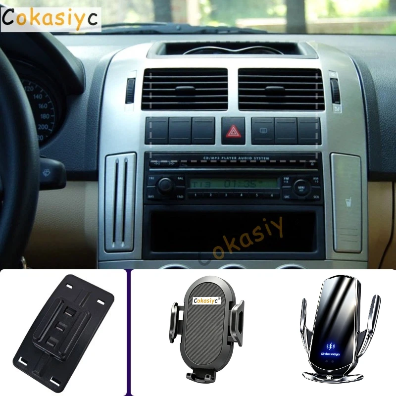Suporte de telefone para carro, para volkswagen vw polo 2004-2006, 2007, 2008, 2009, suporte para celular, carregamento sem fio, base fixa especial