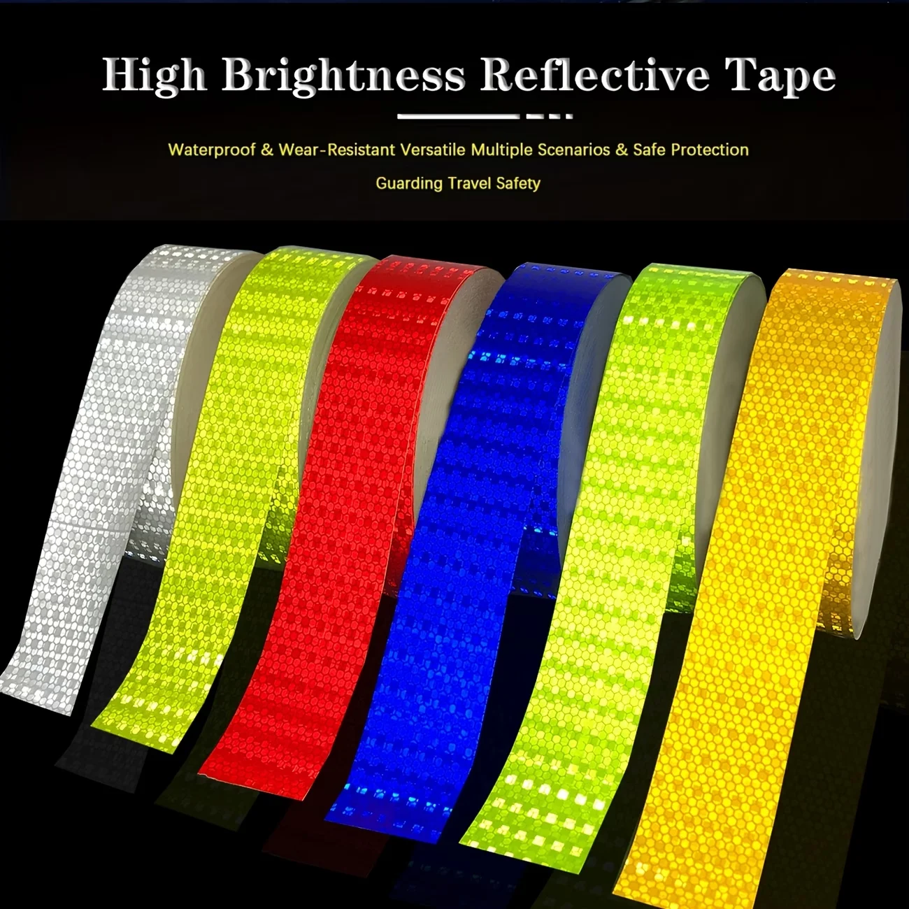 Durable Solid‑Color Lattice Reflective Tape, High‑Visibility Night‑Time Hazard Warning Marking, Self‑Adhesive Road Safety