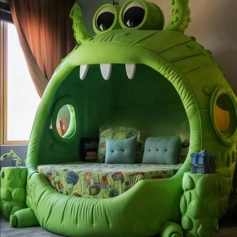 Creative Large Two-dimensional Animal Frog Monster Bed Leather Fabric Plush Light Luxury Minimalist Cream Wind Bed