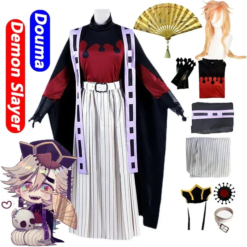 

Anime Douma Demon Slayer Cosplay Kimetsu No Yaiba Douma Cosplay Costume Fans Wig Halloween Props Douma Costumes Fan for