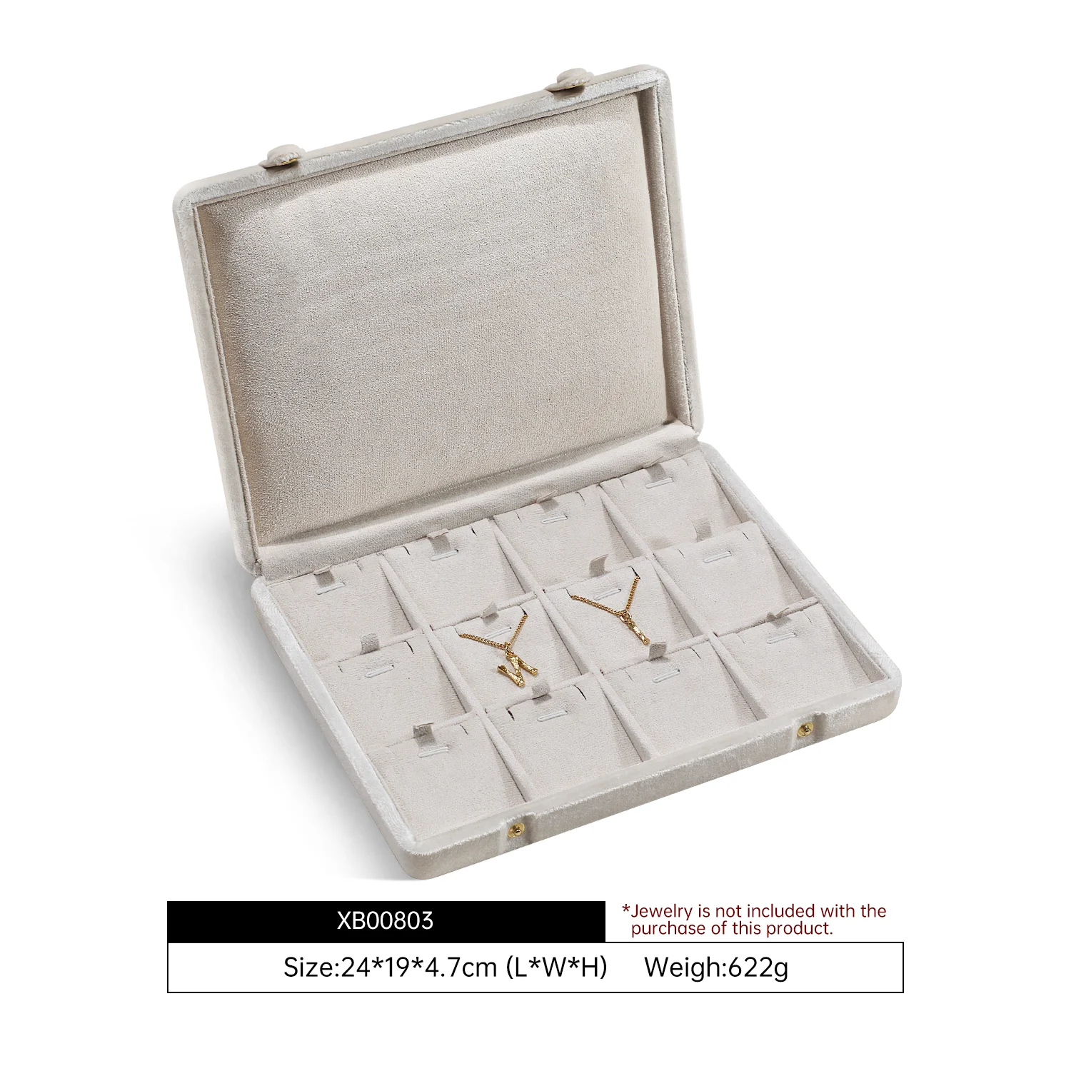 Yinbeini Fluwelen sieradenopbergdoos Ring Oorbel Hanger Display Organizer Grote ruimteverpakkingsdoos voor collectie XB006
