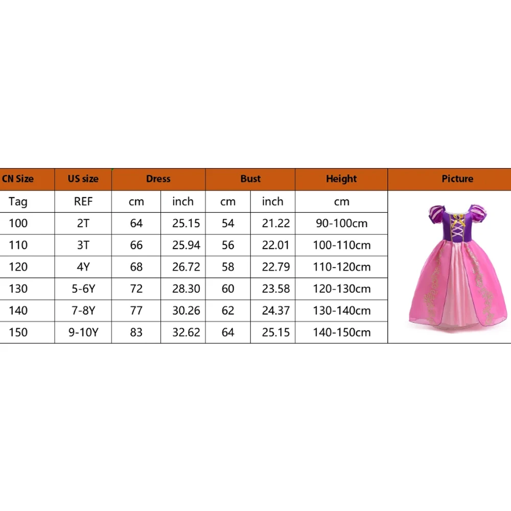 Mädchenkostüm Kinder Cosplay Prinzessinnenkleid Halloween Geburtstag Festliches Partykleid Rapunzel-Kleid Mädchen Karneval Tangled-Kostüm – Detail 1