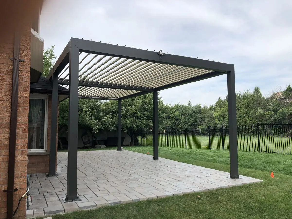 

3X6M Aluminium Louvre Roof Bioclimatic Pergola Regulation of Sun Wind Rain Perfect Pergolas Remote Control Aluminum Gazebos