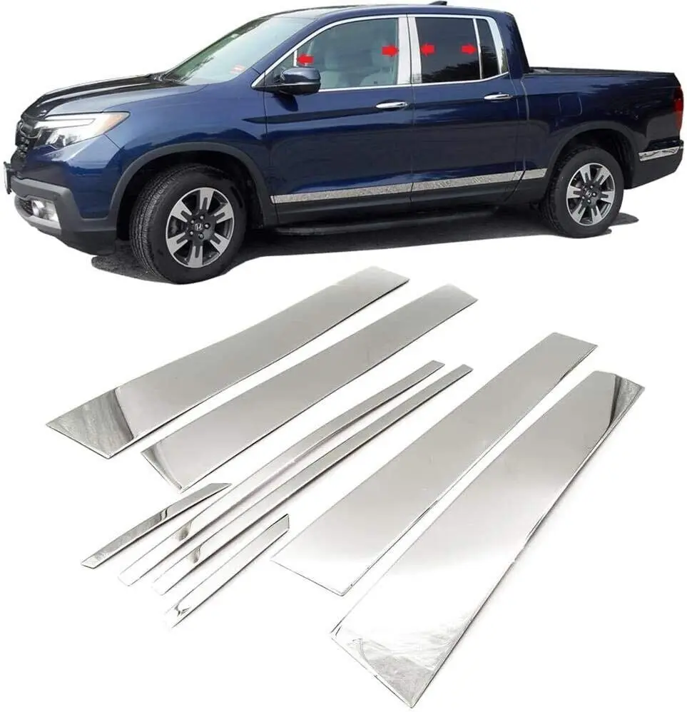 

8pcs Polished Stainless Steel Window Pillar Panel Covers Fits 17-20 Honda Ridgeline