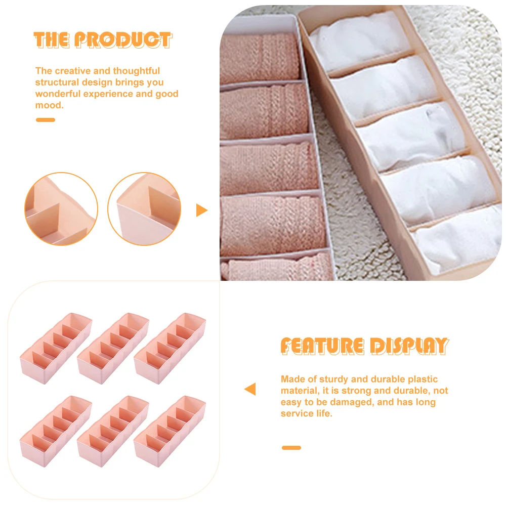 

6pcs Plastic Underwear Organizer Storage Box Sock Holder Divider Strong Closet Lingerie Wardrobe Underpants Case Sock