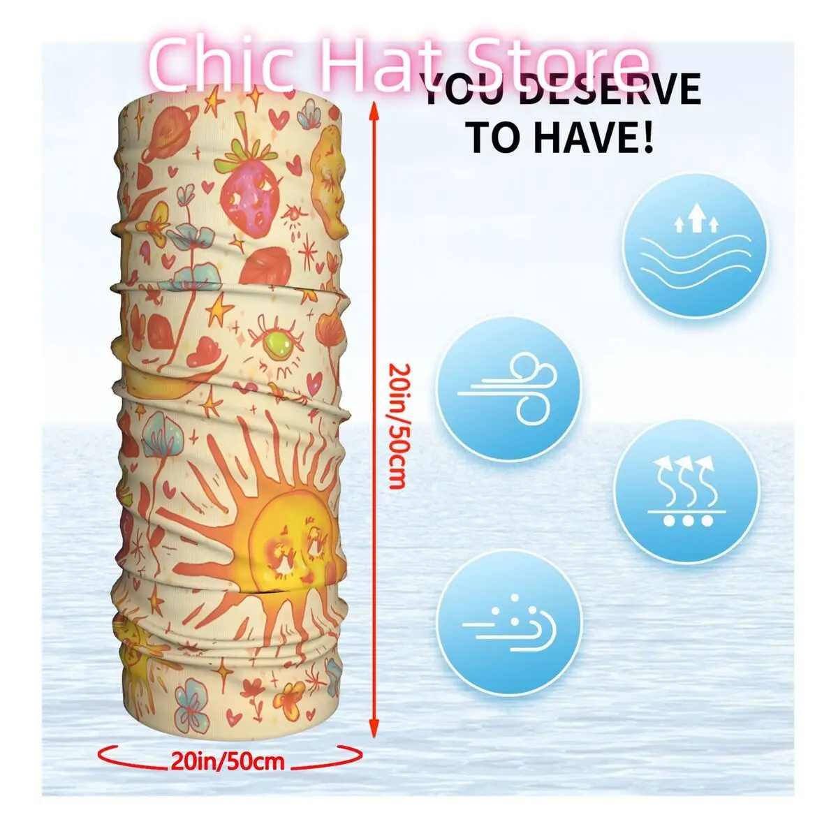 وشاح الربيع السماوي منديل الرقبة قناع الوجه البوليستر