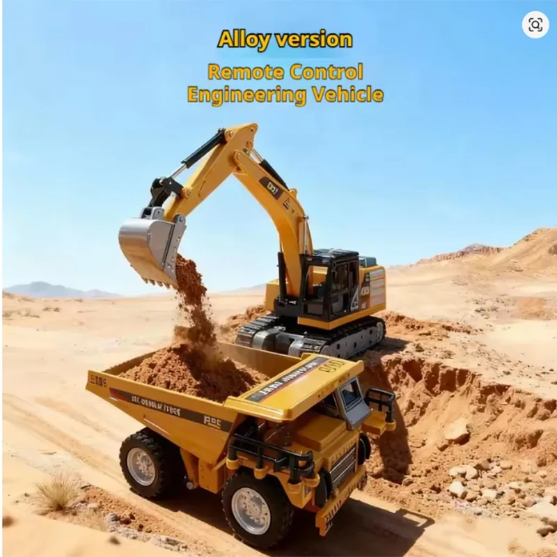 

1/64 Scale Remote Controlled Alloy Forklift Toy Car and Dump truck Model - Engineering Vehicle Tabletop Collection Gift For Boys
