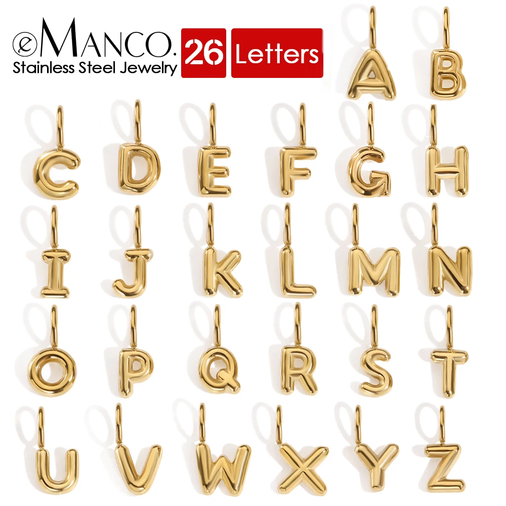 EMANCO Edelstahl 3D Bubble Alphabet Anhänger Minimalistischer Stil Buchstabenelemente DIY Halskette Armband Schmuckherstellung
