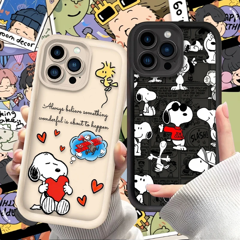 Tech Accessories Apple - Schattige Snoopy vintage comic-stijl zachte telefoonhoes