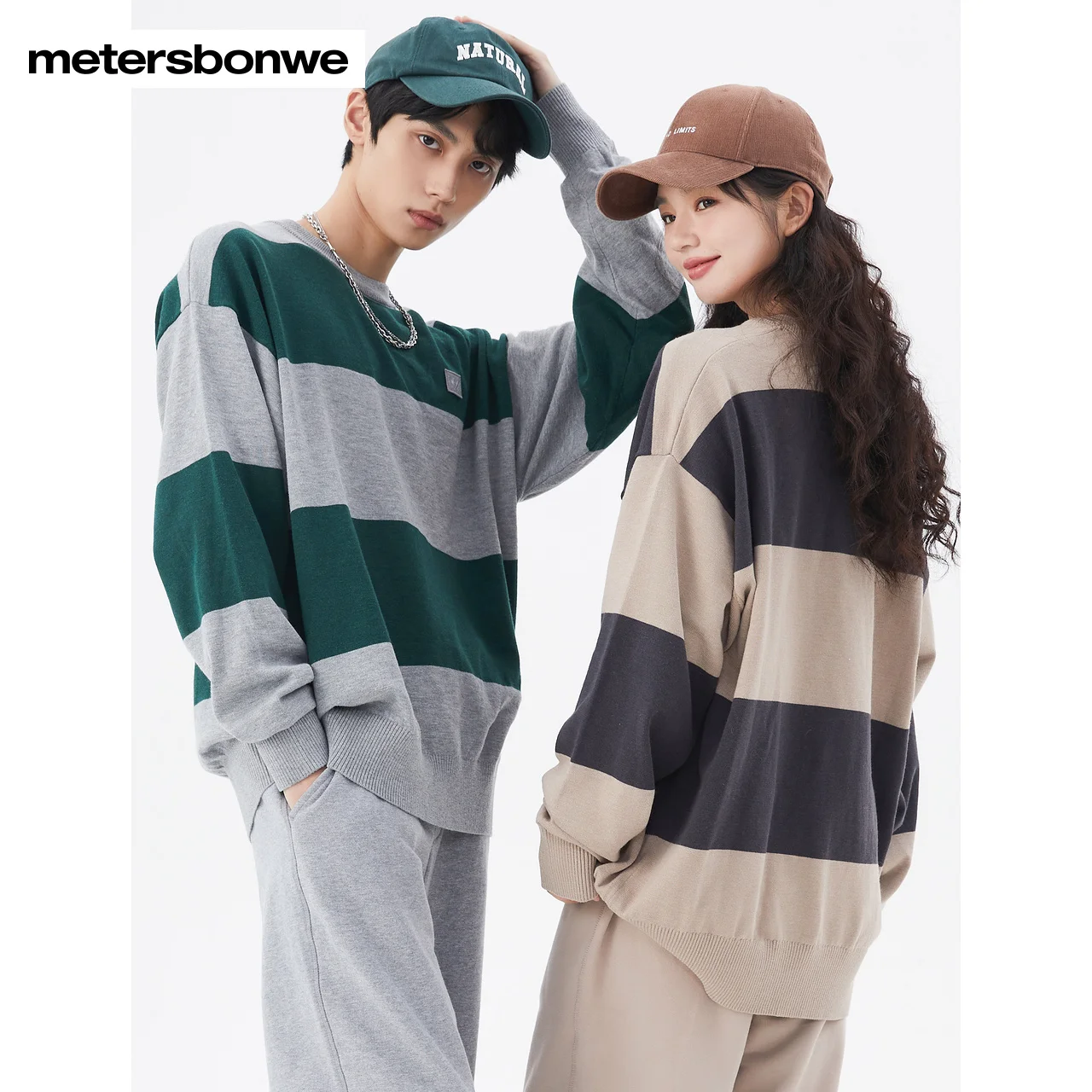 Men And Women Long Sleeve Jumper Antimicrobial Fiber Striped Breathable Loose Sweater  Basic Classic Stylish Couple  Autumn