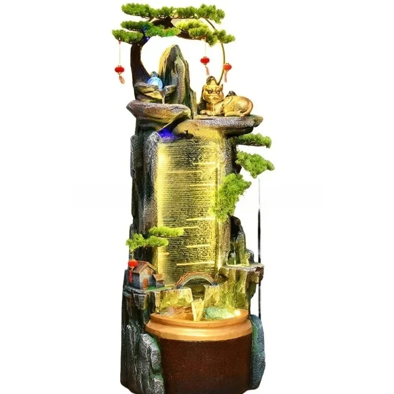 New Chinese Style Flowing Water Ornaments Floor Water Curtain Wall Fengshui Wheel Circulating Water Lucky