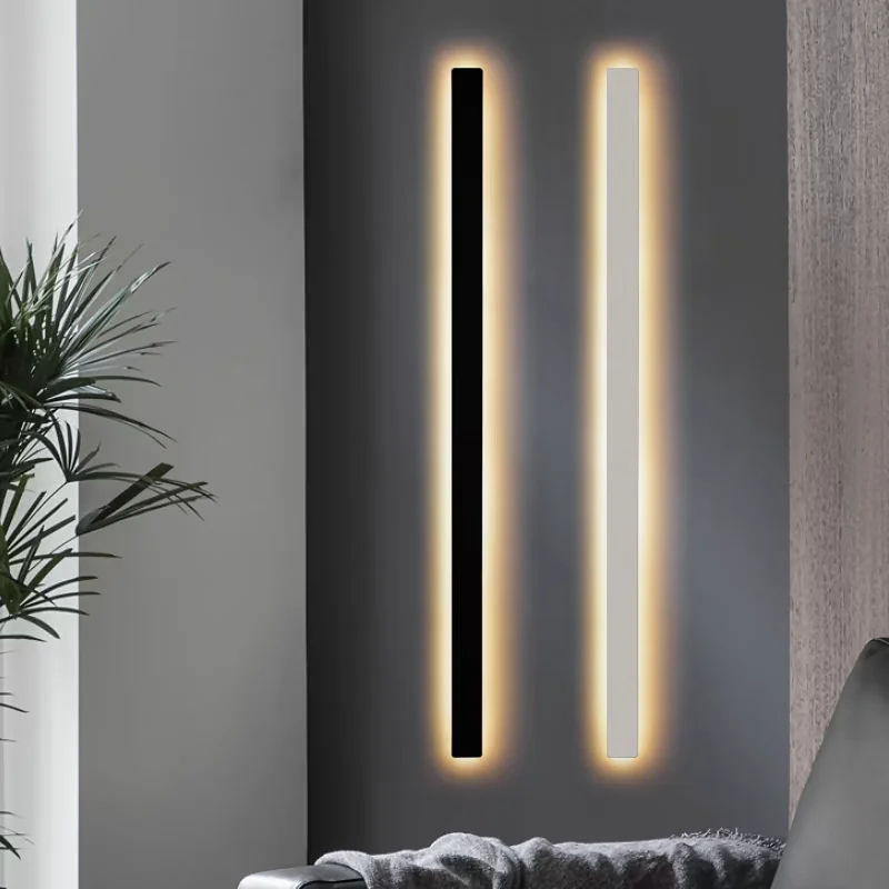 Modern Long Led Wall Lights Indoor Black Bedside Wall Lamps For Stairs Bedroom Living Room Long Strip Wall Light Fixture